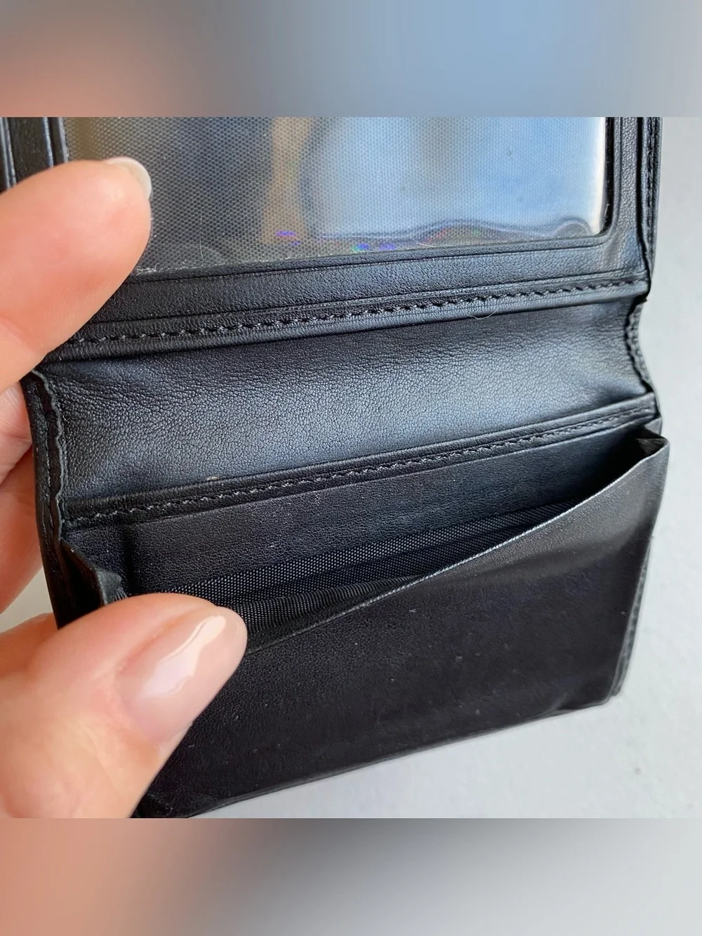 Tumi Black Genuine Leather Card Slit Small Square Wallet